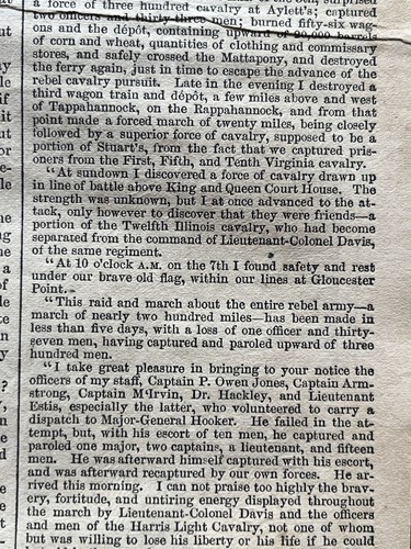 1863 GUERRA CIVIL periódico THOMAS NAST CARTEL CARGA CABALLERÍA Kilpatricks Va Raid - Imagen 9 de 10