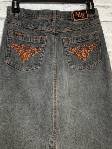 Moto Blue Denim schwarz Jeans Midirock hohe Taille mit Rückenschlitz Damengröße 13/14 - Bild 8 von 13