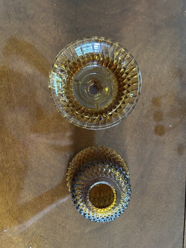 Vintage Indiana Glass Amber Tea Light Holder Fairy Lamp - Picture 2 of 3