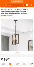 Home Decorators Collection Palermo Grove 14" 3-Light Gilded Iron Farmhouse...
