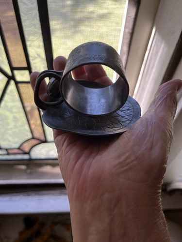 Antiguo soporte de anillo de servilleta figurativo plato de plata MERIDEN ~ ALMOHADILLA DE LIRIO - Imagen 5 de 11