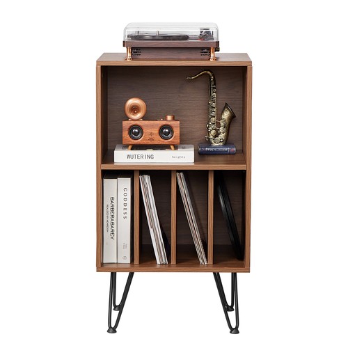VEVOR 3-Tier Record Player Stand Metal Vinyl Record Stand Storage Brown - Picture 11 of 12