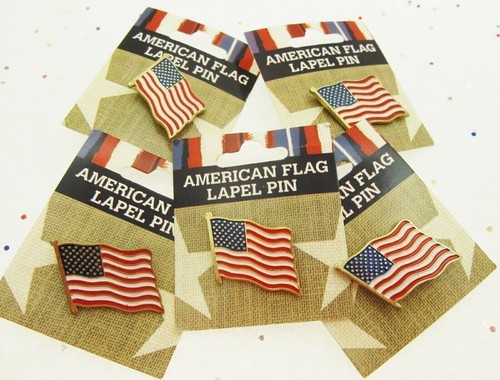 5 American Flag Lapel Pins Red White Blue Patriot Holiday Memorial Veterans July - Picture 3 of 7