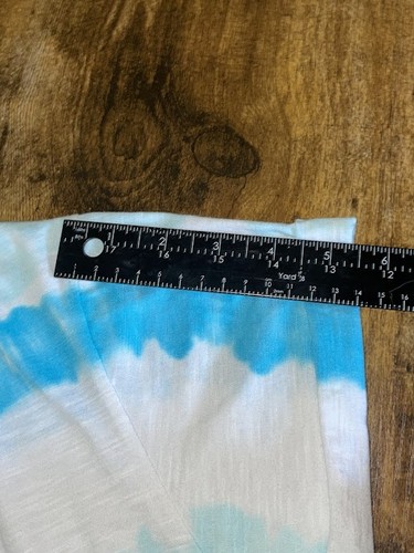 Camisa ANA Para Mujer Grande Azul Blanco Tie Dye Manga Corta Bolsillo Suave Informal Top - Imagen 5 de 7