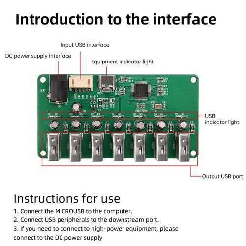 DC5V Micro-USB USB 2.0 HUB Modul 1 bis 7 Port USB Hub Seven Port Splitter2341 - Bild 5 von 10