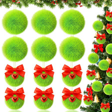 12 Pcs Lime Green Ball Christmas Ornaments for Xmas Tree 2 Size Christmas Hangin