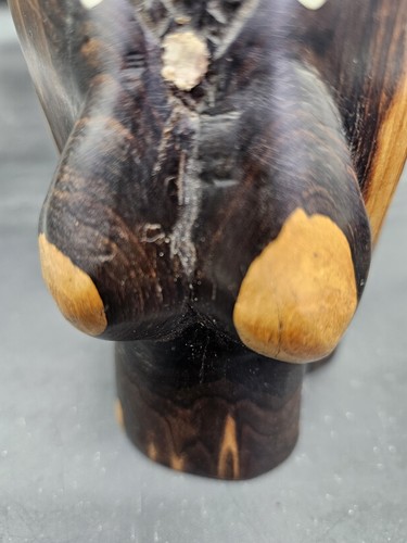 Busto femminile africano legno intagliato ebano bicolore legno conchiglia intarsiato 13" - Foto 11 di 13