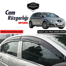 Mugen Fensterblenden für Seat Leon Mk2 2005-2012 4tlg Piano Black Regenschutz