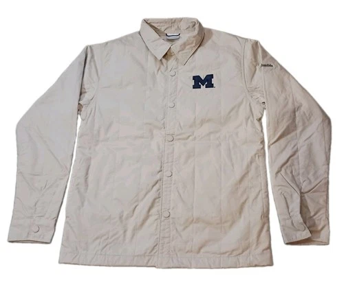 Michigan Wolverines Columbia Quilted Shirt Snap Jacket Tan Mens S Fits M/L NWT - product listing photo