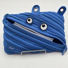 Zipit Blue Monster Pencil Case Pouch School Work Smile Kids Fun