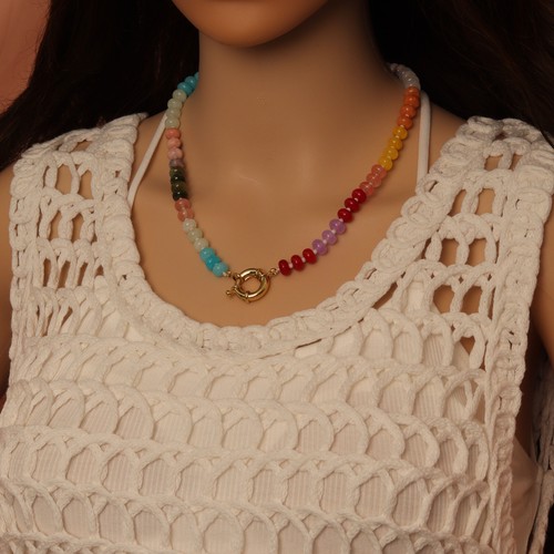 New Rainbow Color Rondelle Gemstone beads necklace, sku#EF814 - Picture 3 of 5