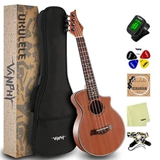 VANPHY Concert Ukulele 23 Inch Sapele Wood Ukelele Starter Bundle Kit with Gig B