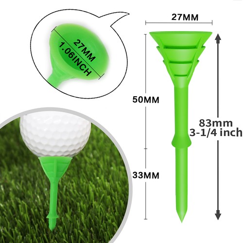Golf Plastic Cup Tees Bulk 24 Pack Pro Upgrade Step Up Long 83mm Bright Color - Picture 2 of 6