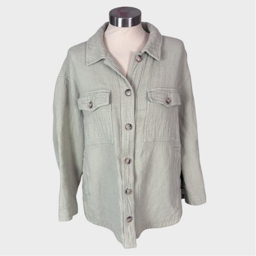 Madewell L Button Front Shirt Waffleback Branner Shirt-Jacket in Faded Seagrass - Picture 2 of 8