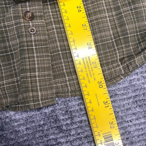 Carhartt Shirt Mens L Button Up Relaxed Fit Green Plaid Long Sleeve Pockets Logo - Picture 6 of 10