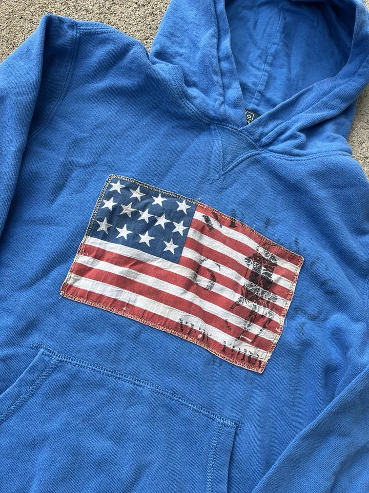 Polo Ralph Lauren BOY'S big pony hoodie hooded sweatshirt M 10-12 blue RL 67 - Image 2 of 4