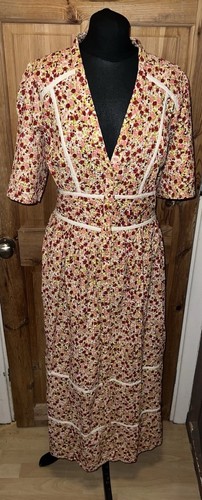 Nobody’s Child Gr. 16 Blumen Kleid 40er Jahre Land Girl Sommer Midi Cottagecore