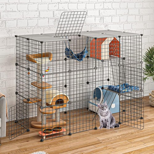 Large Cat Cage Enclosure Cat Playpen Detachable Metal Wire Indoor DIY Kennels - Picture 2 of 7