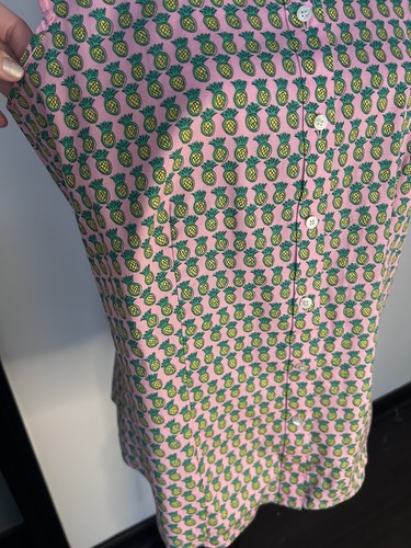 Talbots NWT Women's Scallop Sleeveless Non-iron Shirt Dancing Pinneapples Sz. 10 - Picture 3 of 9