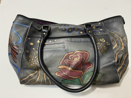 ANUSCHKA Painted Leather Handbag Purse - Picture 2 of 7