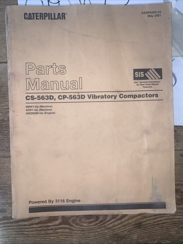 CAT Caterpillar CS-563D CP-563D Vibratory Compactor Parts Manual S/N 9MW 9ZW - Picture 2 of 11