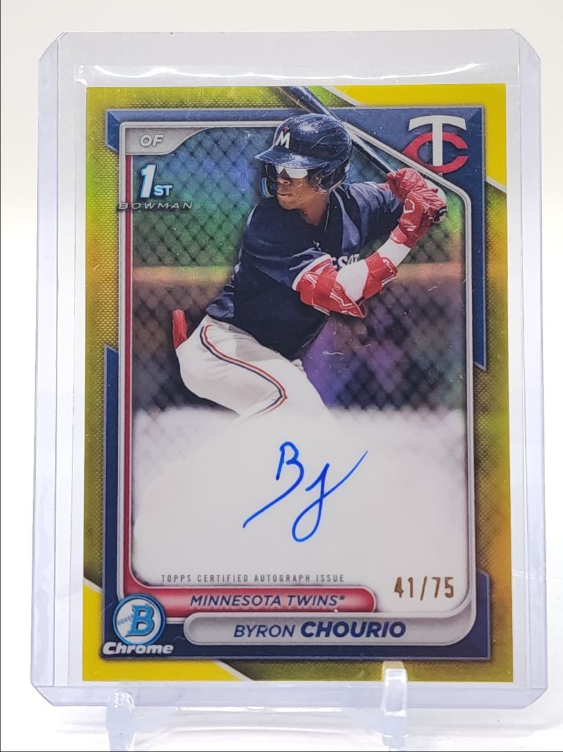 BYRON CHOURIO 2024 BOWMAN CHROME 1ST YELLOW REFRACTOR TWINS AUTO /75 Q5211