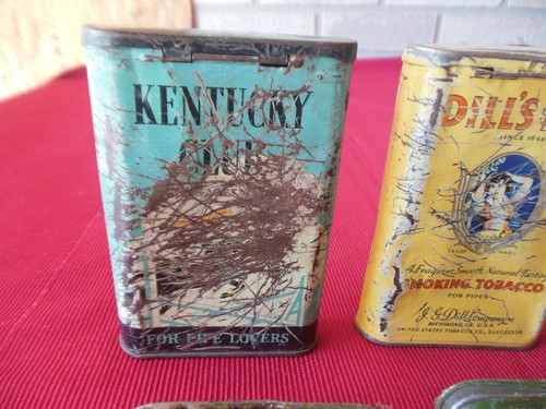 Lote de 4 latas de tabaco vintage Kentucky Club, Dill's Best & Half & Half todas usadas - Imagen 4 de 11