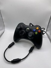 Xbox 360 Controller Black Wired OEM - TESTED & CLEANED w/ Breakaway Cable