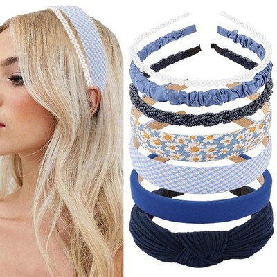 7 Pack Navy Blue Headbands For Girls Women Trendy Non Slip Hair Accessories