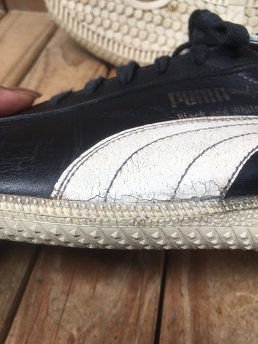 VTG 90's Puma black and white Low top leather Sneakers UK 8.5 USA 9.5 - Picture 9 of 18
