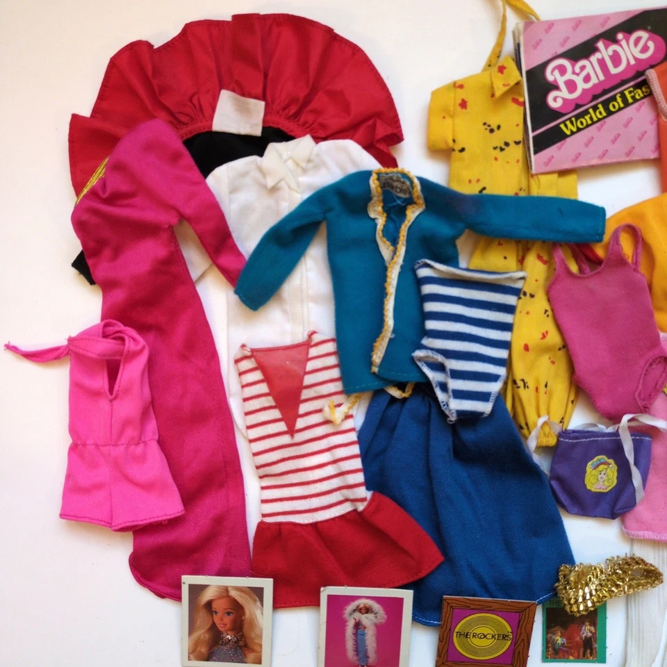 Lote Ropa Muñeca Barbie y Ken Mattel Años 80 De Colección - Vestidos, Faldas, Camisas, Extras Foto 2 de 4