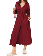 Women's Robe Long Waffle Knit Bathrobe Lightweight Soft Kimono Robes Loungewear