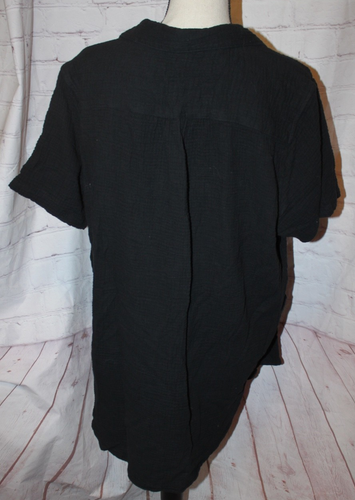 Haute Curve Women's V-Neck Black Gauze Cover Up with Pockets Size L - Picture 2 of 2