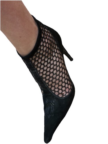 Vintage Gianni Versace spitz zulaufend Mesh schwarz Schuh Stiefel 36 6 passt meinen 6,5 - Bild 14 von 21