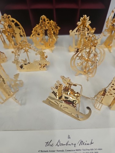 1984 Danbury Mint Gold Christmas Ornament Collection Set of 12 w/Box. ME4#6 - Bild 4 von 17