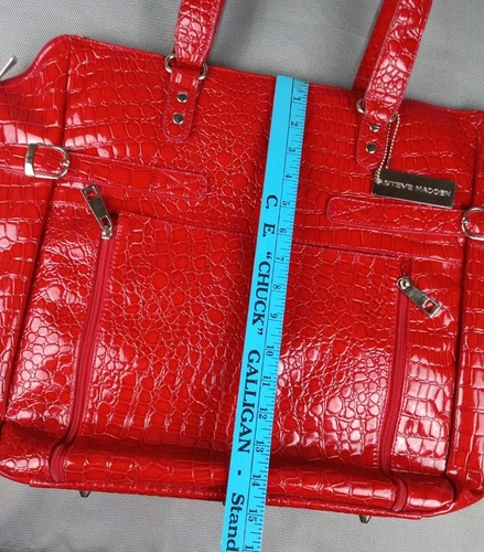 Steve Madden rot Kroko Alligator Print Haut Handtasche Beuteltasche Schultergurt Tasche Aufbewahrung - Bild 12 von 24