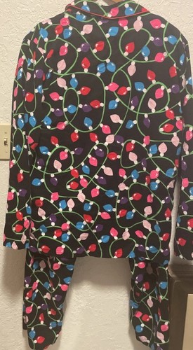 Follow Me Women’s Colorful Cheery Christmas Lights Cotton Pajamas Size Small - Picture 2 of 17