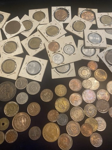 lotto monete da viaggio mondiali collezione, 1915 penny inglese, Asia, Europa, Canada - Foto 3 di 11