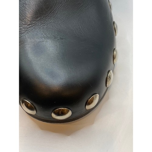 GANNI Women's Black Leather Retro Studded Slip-On Clog SZ 39(US9) - Picture 3 of 10