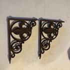 2 Cast Iron Antique Style Fleur De Lis Brackets, Garden Braces Shelf Bracket