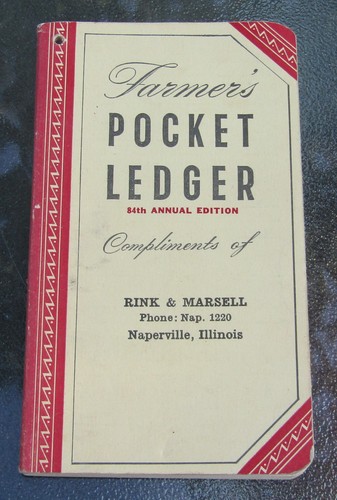 1950 John Deere Farmer's Pocket Ledger Naperville Illinois Traktoren Anbaugeräte