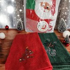 VTG Christmas Kitchen Russ Berrie Santa Oven Mitt & 2 Embroidered Hand Towels