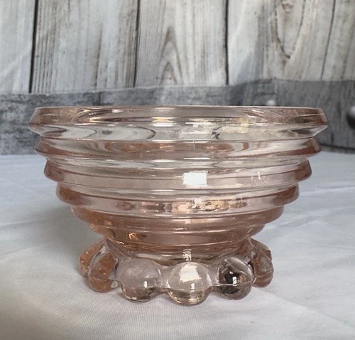 Vintage  - Anchor Hocking "Manhattan" footed bowl - Pink Depression Glass
