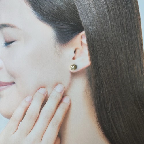 Natural Andesine / Labradorite Diamond 18K Yellow Gold Earrings 【Made in Japan】 - Picture 8 of 9