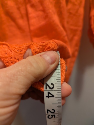 Tempo Paris Women's Medium Orange Short Sleeve Large Button Round Neck Linen... - Picture 9 of 11