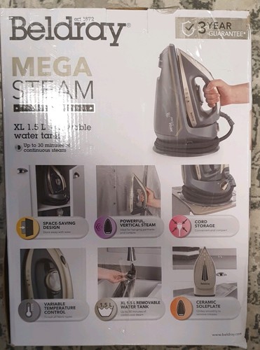 Beldray Steam Station Iron Ceramic Soleplate Space Saving Cord Storage 2600 W - Picture 4 of 4