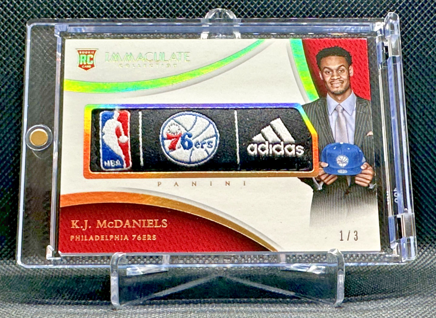 2014 Immaculate PLAYER CAPS LOGOMAN 76ers TEAM LOGO HAT PATCH K McDaniels #'d /3 view 21