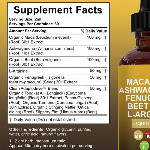 Bio Maca Wurzel Liquid Tropfen Multivitamin + Ashwagandha, Bockshornklee & Rüben~ - Bild 7 von 20