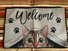 Welcome Cat Themed Indoor Front Entrance Mat, 40cmx60cm 