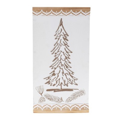Carved Wood Pine Tree Wall Art 19''H